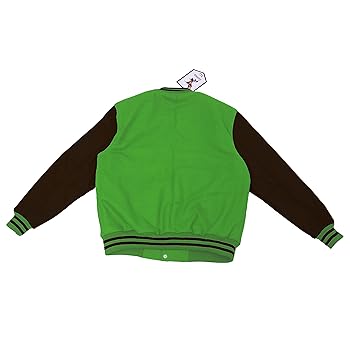 ZAPRIS Bomber Jacket Green Wool Body & Genuine Leather